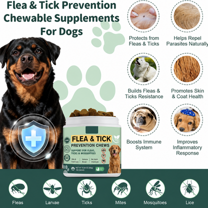PawsomeCity Flea & Tick Prevention Chews for Dogs – Chicken Flavor (150 Chews)