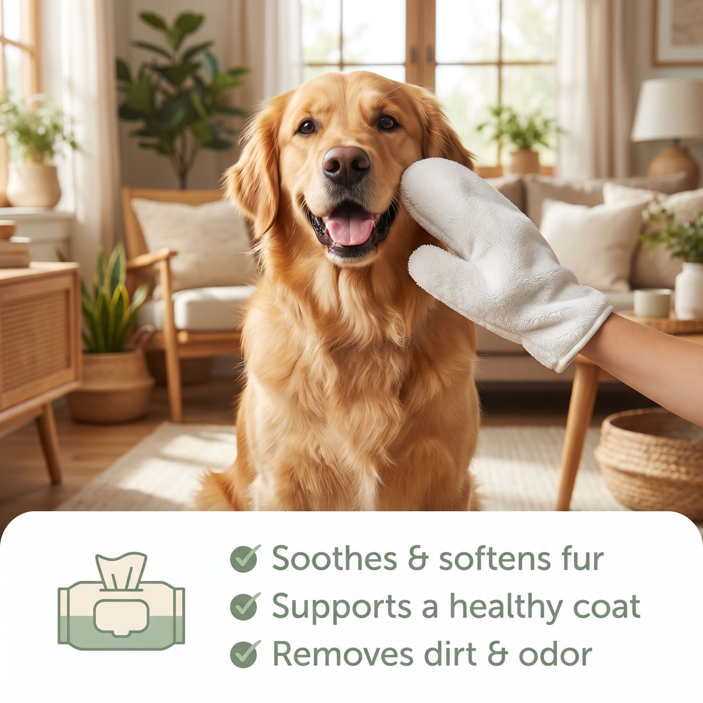 PawsomeCity Deodorizing Pet Glove Wipes – No-Rinse Grooming for Dogs & Cats (4-Pack)